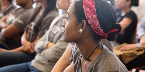 Profile of student in audience