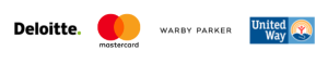 Deloitte, Mastercard, Warby Parker, United Way logos