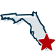 a map of florida with a star over miami